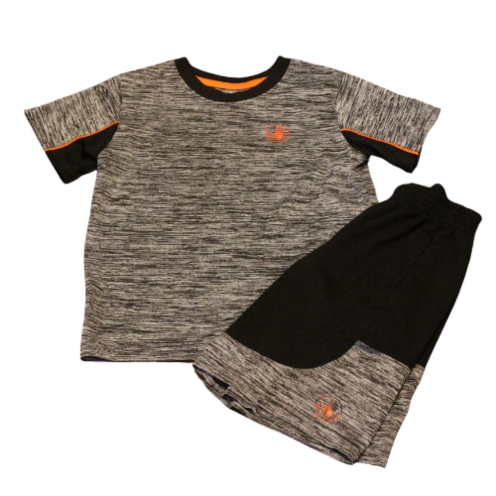 3/$25 🏷 BodyGlove Heathered Grey, Black & Orange 2 Piece Active Outfit Size 6